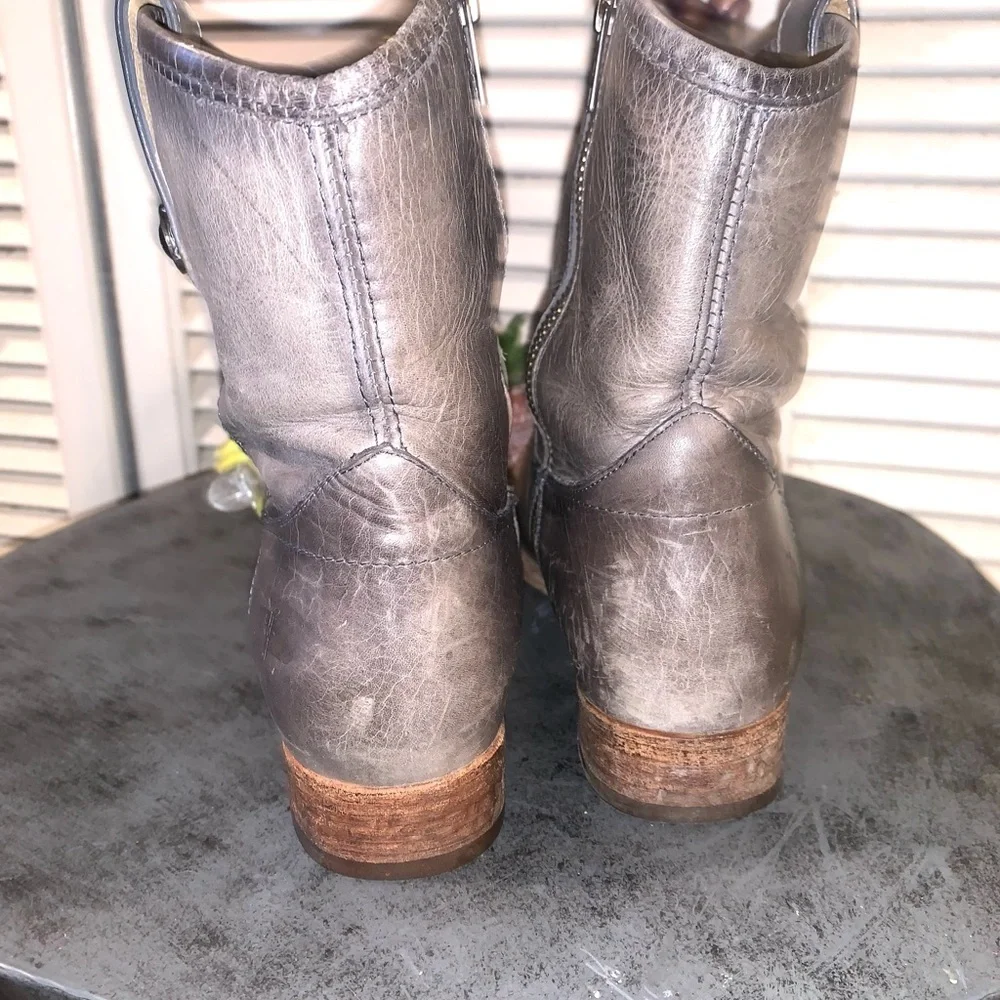 Frye #77908 Melissa Button Leather Antique Washed Women's Biker Boots Size 7 - Picture 6 of 10